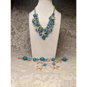 Coastal Charm Jewelry Set: Starfish Necklace, Bracelet, and Earrings